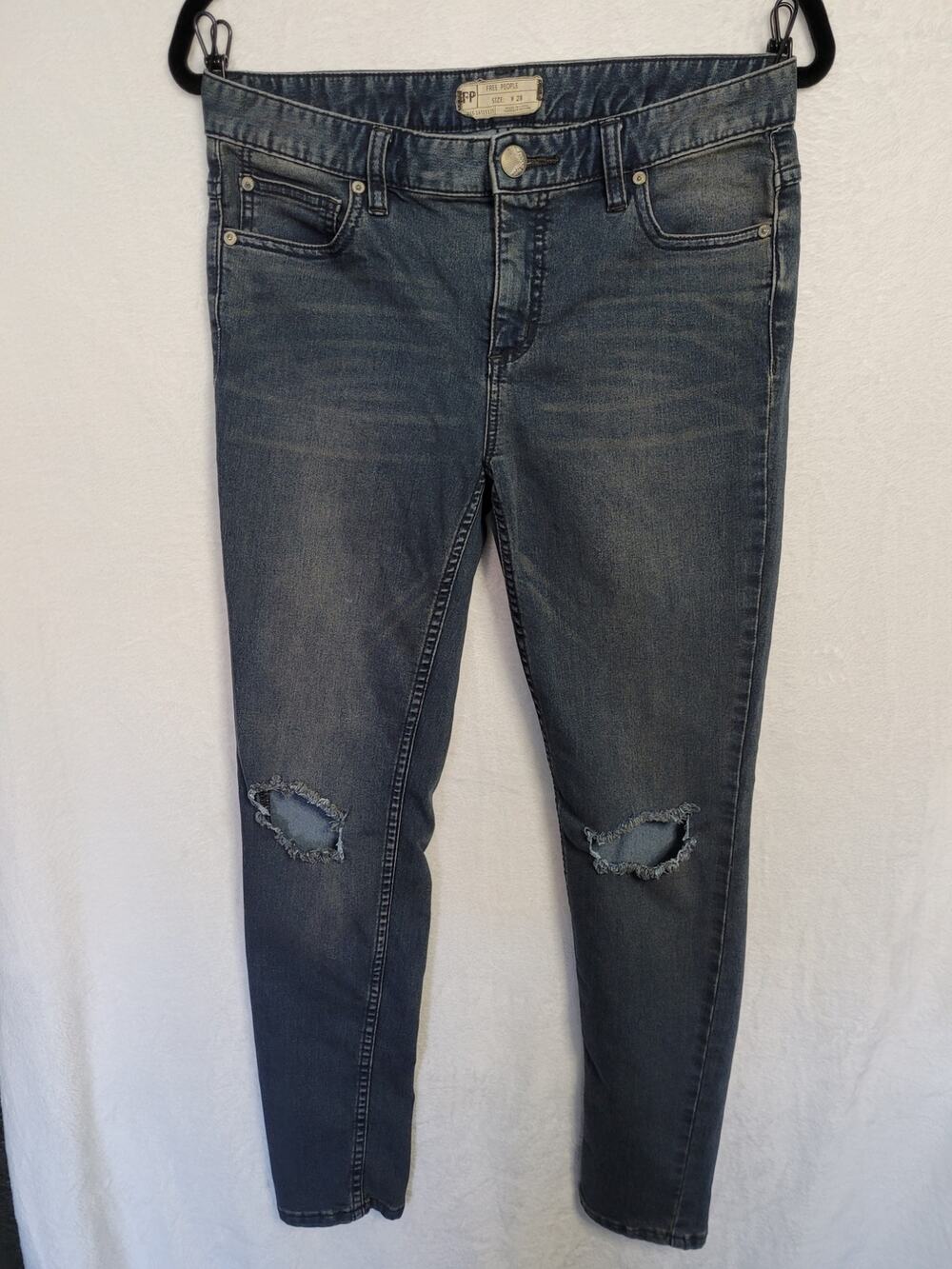 Free People Distressed Skinny Jeans Women's 28 Blue Stretch Denim